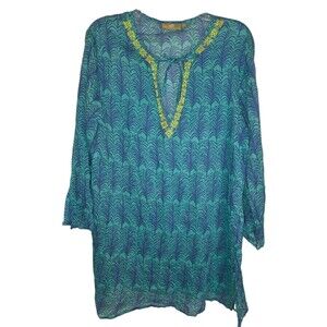 Rock Flower Paper Summer Blue Beach Pool Cover Up
